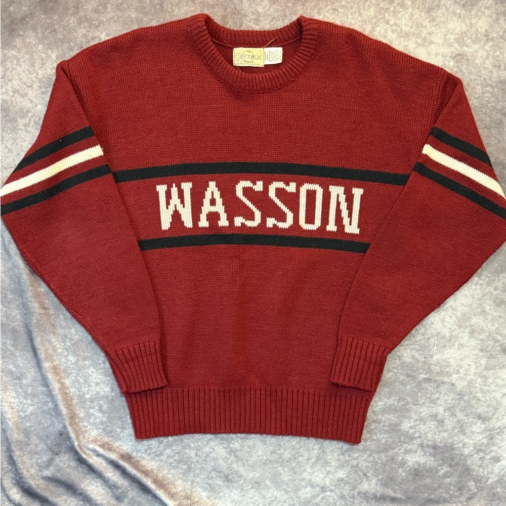 Vintage Varsity Knit Letterman Sweater Cliff Engle Wasson USA